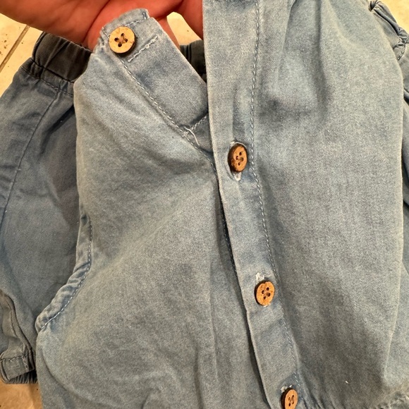 Mayoral Chambray Denim Bubble Summer Play Set Embroidered Bow Sleeveless Top - Picture 6 of 7